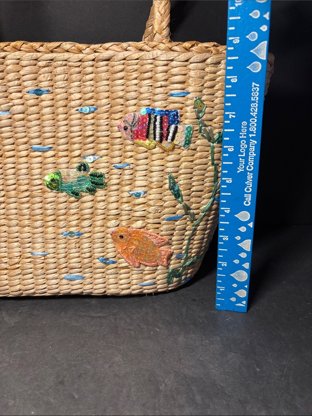 Cappelli Straworld Tropical Fish Sequence Straw Beach Tote/ Purse - Picture 9 of 10
